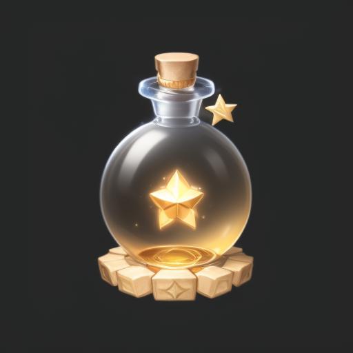 04957-254734866-Game icon body, game icon,A wishing bottle, star, official art, well-structured, HD, 2d, game project icon, Black background,.png